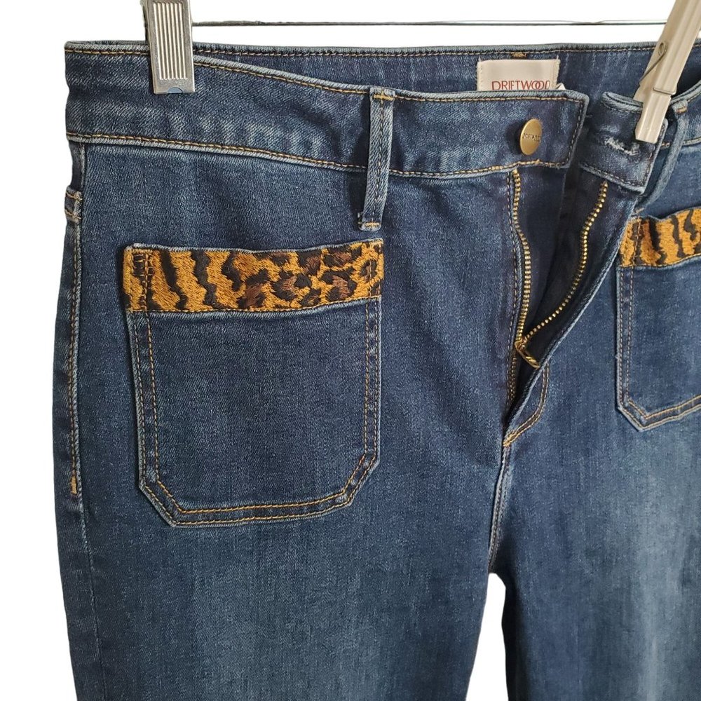 Driftwood Size 31 x 34 Jeans Wyatt Boot Trouser Denim Leopard Trim Tiger King - Picture 10 of 10